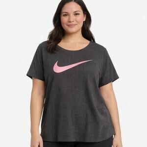 Nike Dri-Fit "The Nike Tee" Gray & Pink Swoosh Size 1X
